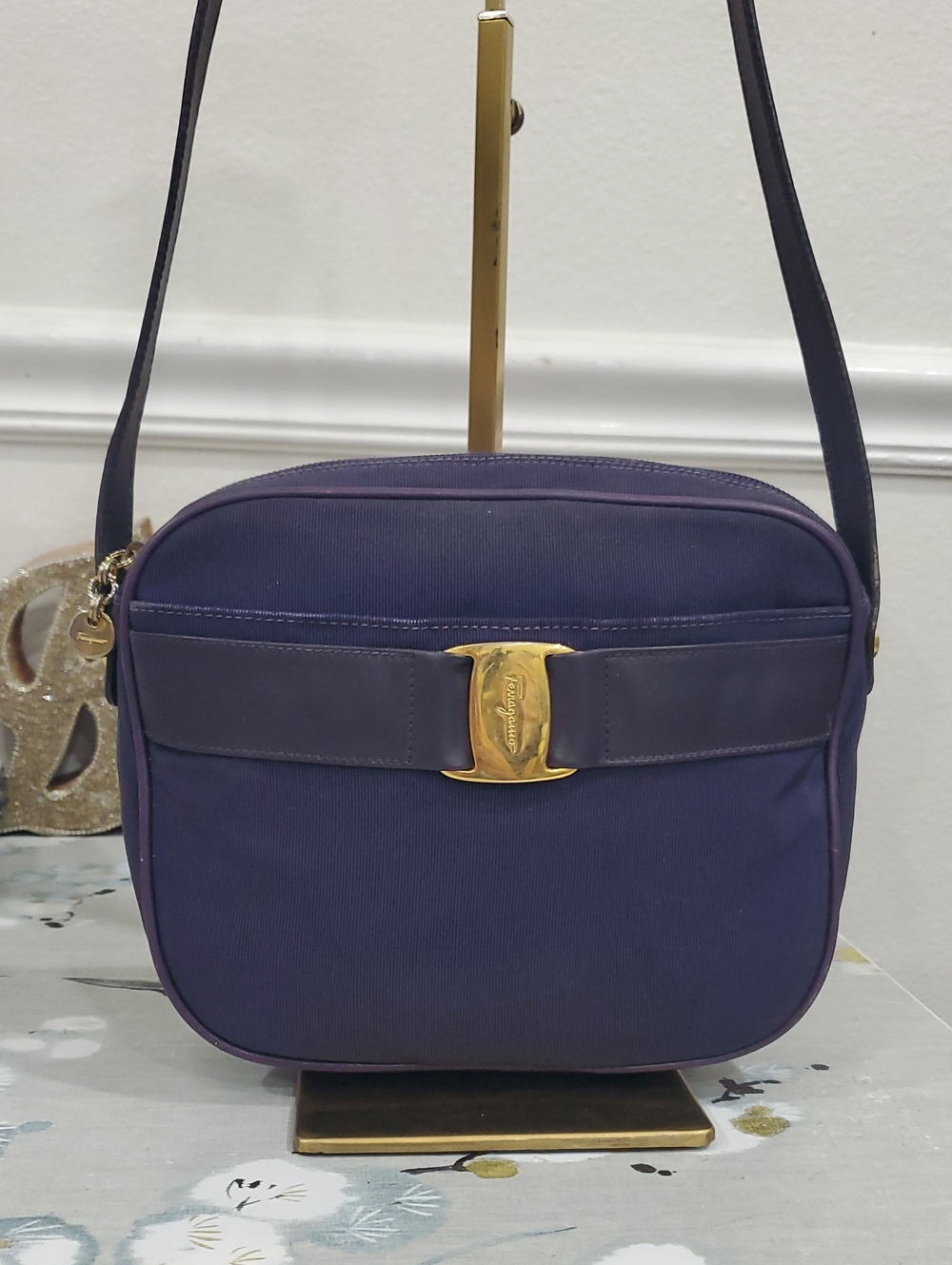 Salvatore Ferragamo Vintage Purple-Navy Shoulder/Crossbody Vara Bag💜